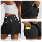 PINSPARK Womens Tennis Skirt with Pocket Shorts Athletic Golf Skirts High Waisted Athletic Skorts Workout Pickleball, Black Medium