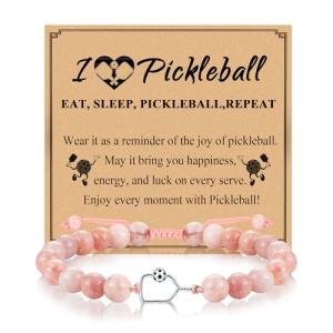 Sereney Pickleball Gifts for Women, Pickleball Bracelet Accessories Jewelry as Birthday Gifts for Picklebal Lovers, Pink Bracelet Pickle Ball Sports Giftts for Pickleballer Friend Wife Mom Team