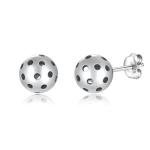 Sterling Silver Basketball Pickleball Football Soccer Volleyball Tennis Ball Stud Earrings Women Sport Heart Earrings Jewelry Gifts (Pickleball)