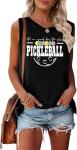 Pickleball Tank Tops Women Pickleball Graphic Tees Shirts Summer Sleeveless Pickleball Lover Gifts Black