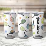 Personalized Pickleball Tumbler 20oz – Custom Name Paddle & Ball Stainless Steel Travel Cup for Pickleball Lovers - Pickleball Player Gift, Insulated Coffee Mug for Men & Women