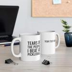 Panvola Personalized Tears of the People I Beat at Pickleball Gifts Sports Player Dad Mom Uncle Aunt Boyfriend Girlfriend Customized Coach Gifts Coffee Mug Ceramic Cup Novelty Drinkware 11 oz 11oz