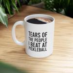 Panvola Personalized Tears of the People I Beat at Pickleball Gifts Sports Player Dad Mom Uncle Aunt Boyfriend Girlfriend Customized Coach Gifts Coffee Mug Ceramic Cup Novelty Drinkware 11 oz 11oz