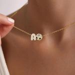 Personalized Soccer/Pickleball Gifts for Women Sport Lovers Teams, 18K Gold Plated Cubic Zirconia Sport Necklace Ball Pendant Accessories with Initial Letter (Soccer-A)