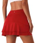 Stelle Tennis Skirts for Women Athletic Skirt with Shorts Golf Skort Pocket High Waisted Skorts Workout Pickleball (Red,L)