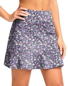 Viodia 16" Golf Skorts for Women High Waisted Tennis Skirt Athletic Skorts Skirts for Women Built-in Shorts with 5 Pockets Pink Purple Floral M