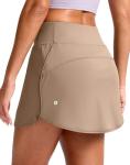 SANTINY Skorts for Women with Pockets High Waisted A Line Golf Skirts Athletic Tennis Skirt for Casual Pickleball (Khaki_S)