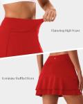 Stelle Tennis Skirts for Women Athletic Skirt with Shorts Golf Skort Pocket High Waisted Skorts Workout Pickleball (Red,L)
