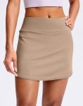 SANTINY Skorts for Women with Pockets High Waisted A Line Golf Skirts Athletic Tennis Skirt for Casual Pickleball (Khaki_S)