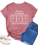 Pickleball Shirts Women Pickleball Player Tshirts Gym Shirts Funny Casual Team Lover Gift Short Sleeve Tee Tops Pink