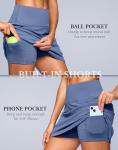 SANTINY 14" Skorts for Women with 2 Pockets High Waisted A Line Casual Pickleball Golf Skort Athletic Tennis Skirt (Palace Blue_S)