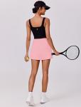 PINSPARK Women Tennis Skirt with Pockets Shorts High Waisted Athletic Golf Skorts Stretchy Workout Sports Skirts, Pink Medium