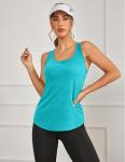 PINSPARK Workout Tank Tops for Women Racerback Sleeveless Running Hiking Shirts Lightweight Athletic Gym Tanks Tennis Pickleball,Turquoise L