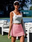 PINSPARK Women Tennis Skirt with Pockets Shorts High Waisted Athletic Golf Skorts Stretchy Workout Sports Skirts, Pink Medium