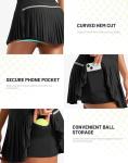 SANTINY Pleated Tennis Skirt for Women with Pockets High Waisted Athletic Golf Skorts with Shorts for Workout Pickleball (Black#Grey_M)