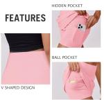 PINSPARK Women Tennis Skirt with Pockets Shorts High Waisted Athletic Golf Skorts Stretchy Workout Sports Skirts, Pink Medium
