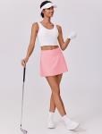 PINSPARK Women Tennis Skirt with Pockets Shorts High Waisted Athletic Golf Skorts Stretchy Workout Sports Skirts, Pink Medium