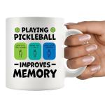 Playing Pickleball Improves Memory Pickleball Gifts Paddle Ball Player Gifts for Coach Dad Mom Uncle Aunt Boyfriend Girlfriend Novelty Drinkware Ceramic Mug 11 oz White