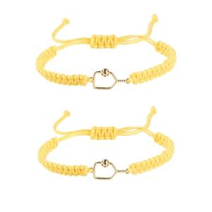 New valley warbler Handmade Pickleball Bracelet, Adjustable Woven Cord, Sports Jewelry Gift, Set of 2 (Yellow)