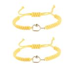 New valley warbler Handmade Pickleball Bracelet, Adjustable Woven Cord, Sports Jewelry Gift, Set of 2 (Yellow)