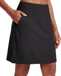 PrinStory Tennis Skirt for Women High Waisted Golf Skort Athletic Skirt Pickleball Skorts with Zipper Pockets Black-L