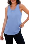 NIASHOT Workout Tank Tops Woman Loose Fit Athletic Tops Yoga Running Shirts Sleeveless Pickleball Activewear Blue S
