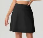 PrinStory Tennis Skirt for Women High Waisted Golf Skort Athletic Skirt Pickleball Skorts with Zipper Pockets Black-L