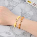 New valley warbler Handmade Pickleball Bracelet, Adjustable Woven Cord, Sports Jewelry Gift, Set of 2 (Yellow)