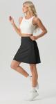PrinStory Tennis Skirt for Women High Waisted Golf Skort Athletic Skirt Pickleball Skorts with Zipper Pockets Black-L