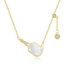 YAFEINI Pickleball Necklace 925 Sterling Silver Gold Plating Pickleball Paddle And Ball Pendant Necklace Pickleball Jewelry for Women Pickleball Lovers Gifts