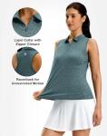 G Gradual Women's Golf Shirt Racerback Tank Zip Up Athletic Sleeveless Top Tennis Pickleball Cooling Polo Shirts Lightweight, Heather Grey Sage, Medium