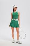 Two Piece Tennis Skirt Set for Women High Waisted Pleated Athletic Golf Skirt Sets Women 2 Piece Outfits with Pockets Green
