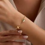 MORIANCE Pickleball Cross Bracelet for Women Men - 14K Gold Plated Adjustable Religious Pickleball Bracelet with Cross Charm - Christian Gift for Pickleball Mom Athlete Coach Player Team