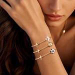 MORIANCE Pickleball Cross Bracelet for Women Men - 14K Gold Plated Adjustable Religious Pickleball Bracelet with Cross Charm - Christian Gift for Pickleball Mom Athlete Coach Player Team