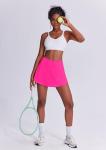 PINSPARK Cute Pleated Skirts for Women High Waisted Tennis Golf Skorts with Pockets Casual Athletic Workout Skater,Hot Pink Small