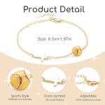 MORIANCE Pickleball Cross Bracelet for Women Men - 14K Gold Plated Adjustable Religious Pickleball Bracelet with Cross Charm - Christian Gift for Pickleball Mom Athlete Coach Player Team