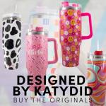 KATYDID 38oz Stainless Steel Tumbler with Handle and Straw - Dishwasher Safe Insulated Tumbler for All-Day Hot or Cold Coffee, Water, Tea, Smoothies and More (Pickleball Social Club)