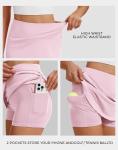 M MOTEEPI Skorts for Woman with Pockets 15 Inch Golf Tennis Skirt High Waisted Mini Athletic Skort with Shorts for Running Pickleball Pastel Pink Skort Small