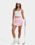 M MOTEEPI Skorts for Woman with Pockets 15 Inch Golf Tennis Skirt High Waisted Mini Athletic Skort with Shorts for Running Pickleball Pastel Pink Skort Small
