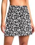 SANTINY 16" Skorts for Women with 2 Pockets High Waisted A Line Pickleball Golf Skort Casual Athletic Tennis Skirt (Black Flower_M)