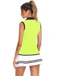 COOrun Sleeveless Golf Shirts for Women UV Protection Tennis Tops with Collar Zipper Pickleball Tank Top Lightweight Athletic T Shirt, Lime Green Large