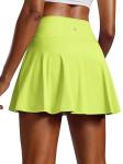 PINSPARK Womens Tennis Skirt with 2 Pockets Quick Dry Pleated Athletic Skirts High Waisted Golf Skort for Running Pickleball Workout,Lime Green M