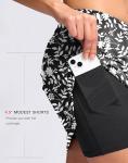 SANTINY 16" Skorts for Women with 2 Pockets High Waisted A Line Pickleball Golf Skort Casual Athletic Tennis Skirt (Black Flower_M)