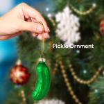 Ornativity Christmas Pickle Tree Ornament - Traditional Glass Blown Green Hanging Pickle Xmas Holiday Decor Ornaments 3.5"