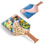 Miphca Pickleball Party Platter - Fun Paddle-Shaped Ceramic Tray with Snack Sections - Perfect Serving Dish for Pickleball Lovers display trays (Blue)