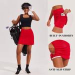Ekouaer Golf Skirts for Woman with Pockets Silicone Grippers Tennis Skirt Inner Shorts Athletic Pickleball Running Skort,Red Medium
