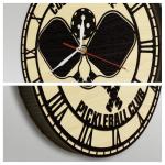 Geek Alerts Custom Pickleball Club Name Wooden Frame Silent Wall Clock, 12 inch Racquet Sport Personalized Pickleball Player Name Wood Quartz Clock for Pickleball Club Player Bedroom Decor