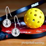 Pickleball Earrings for Women Sterling Silver Pickleball Accessories for Women 3D Pickleball Jewelry for Pickleball Lover