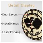 Geek Alerts Custom Pickleball Club Name Wooden Frame Silent Wall Clock, 12 inch Racquet Sport Personalized Pickleball Player Name Wood Quartz Clock for Pickleball Club Player Bedroom Decor