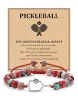 Sistble Valentines Day Pickleball Gifts, Pickle ball Gifts for Women Pickleball Accessories Braided Pickleball Bracelet Natural Stone Bracelets Gifts for Pickleball Lovers Jewelry
